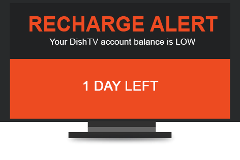 RECHARGE ALERT Your DishTV account balance is Low. 1 DAY LEFT